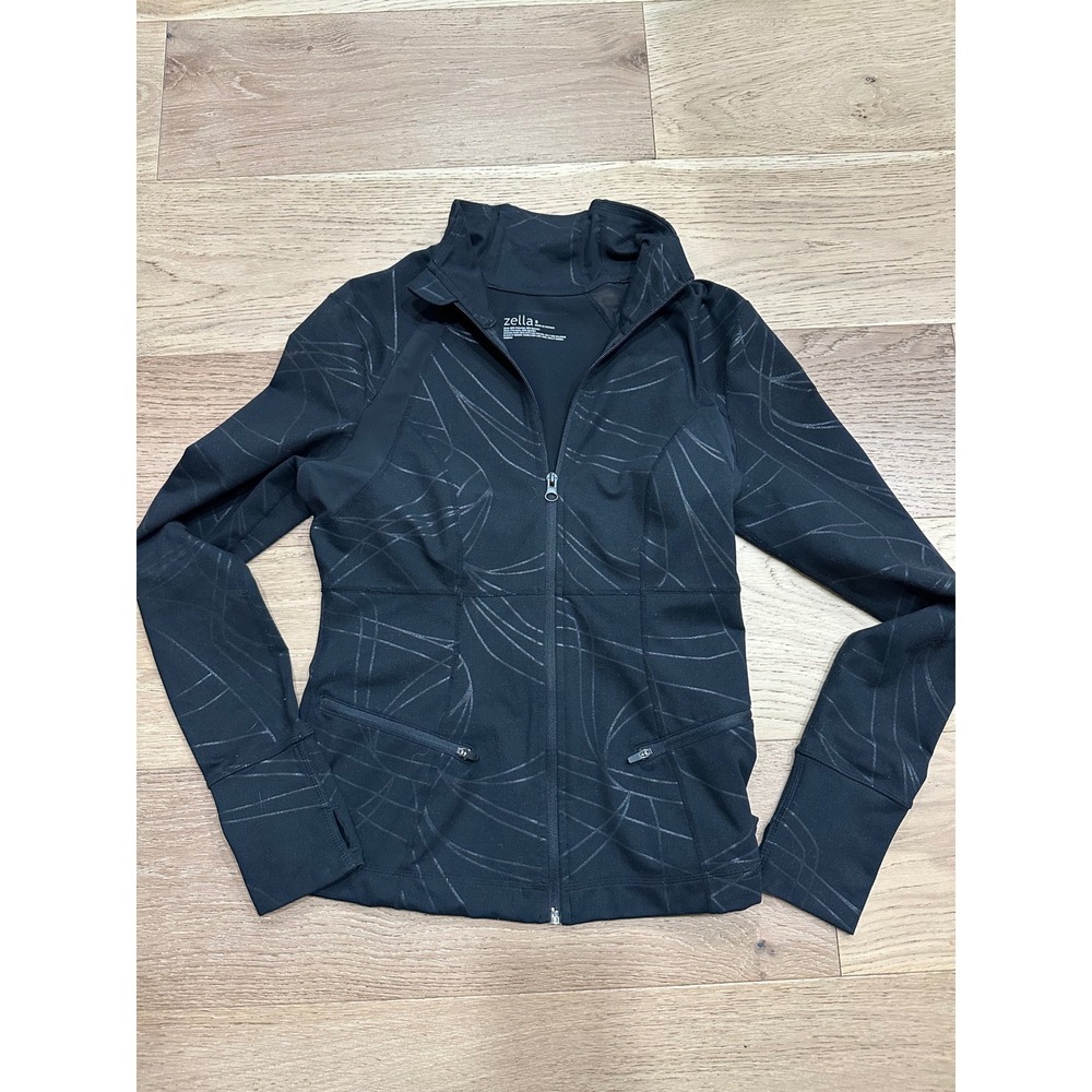 Zella Black Full-Zip Track Jacket with Mesh Panels & Thumbholes - Size S‎